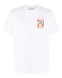 T-shirt à col rond imprimé blanc Casablanca