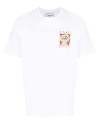 T-shirt à col rond imprimé blanc Casablanca