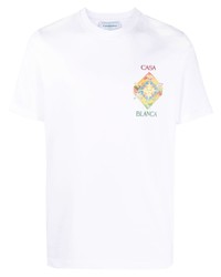 T-shirt à col rond imprimé blanc Casablanca