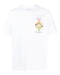 T-shirt à col rond imprimé blanc Casablanca