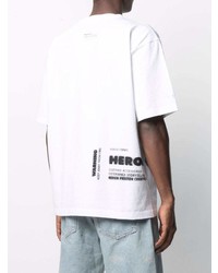 T-shirt à col rond imprimé blanc Heron Preston