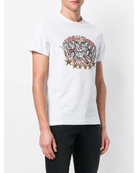 T-shirt à col rond imprimé blanc Class Roberto Cavalli