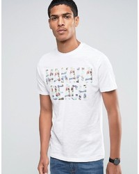 T-shirt à col rond imprimé blanc Celio