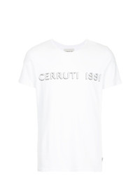 T-shirt à col rond imprimé blanc Cerruti 1881
