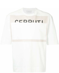 T-shirt à col rond imprimé blanc Cerruti