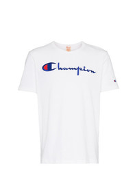 T-shirt à col rond imprimé blanc Champion