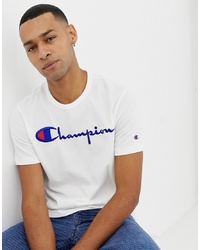 T-shirt à col rond imprimé blanc Champion