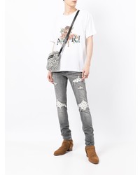 T-shirt à col rond imprimé blanc Amiri