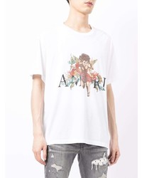 T-shirt à col rond imprimé blanc Amiri