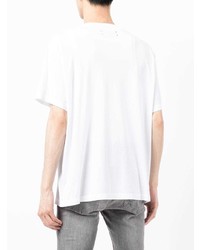 T-shirt à col rond imprimé blanc Amiri