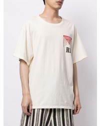 T-shirt à col rond imprimé blanc Rhude