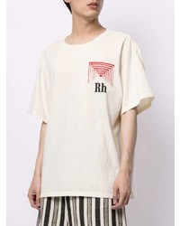 T-shirt à col rond imprimé blanc Rhude