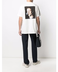 T-shirt à col rond imprimé blanc Sunnei