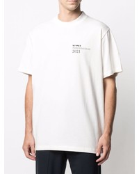 T-shirt à col rond imprimé blanc Sunnei