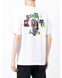 T-shirt à col rond imprimé blanc A Bathing Ape