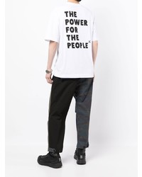 T-shirt à col rond imprimé blanc The Power for the People