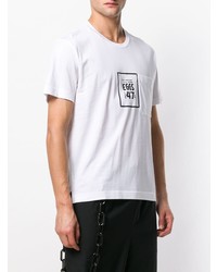 T-shirt à col rond imprimé blanc Maison Mihara Yasuhiro