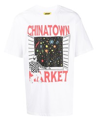 T-shirt à col rond imprimé blanc Chinatown Market