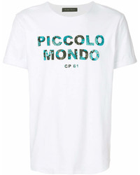 T-shirt à col rond imprimé blanc Christian Pellizzari