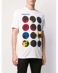 T-shirt à col rond imprimé blanc DSQUARED2