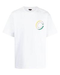 T-shirt à col rond imprimé blanc Clot