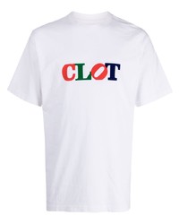 T-shirt à col rond imprimé blanc Clot