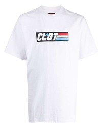 T-shirt à col rond imprimé blanc Clot