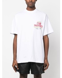 T-shirt à col rond imprimé blanc MSGM