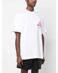 T-shirt à col rond imprimé blanc MSGM