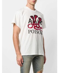 T-shirt à col rond imprimé blanc Amiri