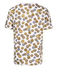 T-shirt à col rond imprimé blanc Moschino