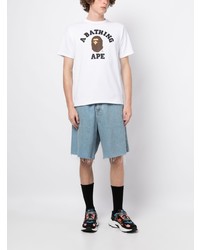 T-shirt à col rond imprimé blanc A Bathing Ape