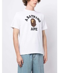 T-shirt à col rond imprimé blanc A Bathing Ape