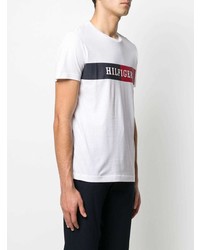 T-shirt à col rond imprimé blanc Tommy Hilfiger