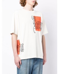 T-shirt à col rond imprimé blanc Heron Preston