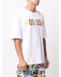 T-shirt à col rond imprimé blanc Moschino