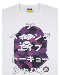 T-shirt à col rond imprimé blanc A Bathing Ape