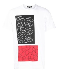 T-shirt à col rond imprimé blanc Comme des Garcons Homme Deux