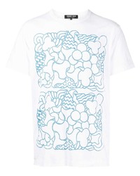 T-shirt à col rond imprimé blanc Comme des Garcons Homme Deux