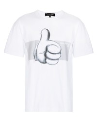 T-shirt à col rond imprimé blanc Comme des Garcons Homme Deux