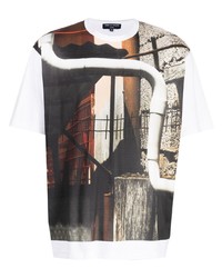 T-shirt à col rond imprimé blanc Comme des Garcons Homme