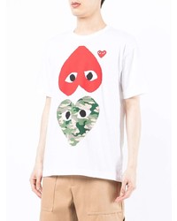 T-shirt à col rond imprimé blanc Comme des Garcons