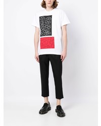 T-shirt à col rond imprimé blanc Comme des Garcons Homme Deux