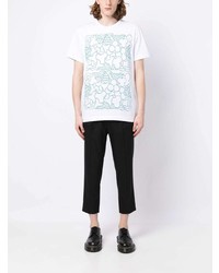 T-shirt à col rond imprimé blanc Comme des Garcons Homme Deux