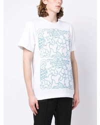 T-shirt à col rond imprimé blanc Comme des Garcons Homme Deux