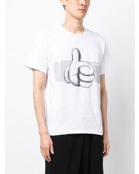 T-shirt à col rond imprimé blanc Comme des Garcons Homme Deux