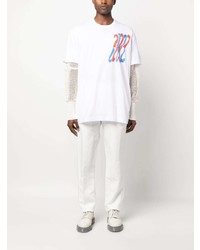 T-shirt à col rond imprimé blanc Comme Des Garcons Homme Plus