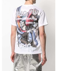 T-shirt à col rond imprimé blanc Comme Des Garcons Homme Plus