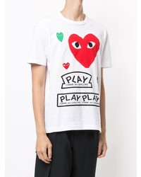 T-shirt à col rond imprimé blanc Comme Des Garcons Play