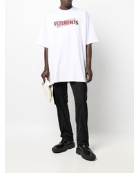 T-shirt à col rond imprimé blanc Vetements